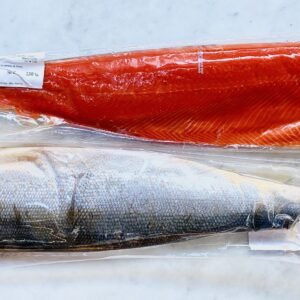 Salmon fillets vacuum-sealed packaging